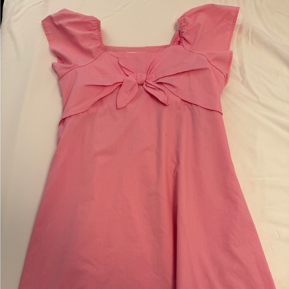 Pink Tie-Front Girls Dress